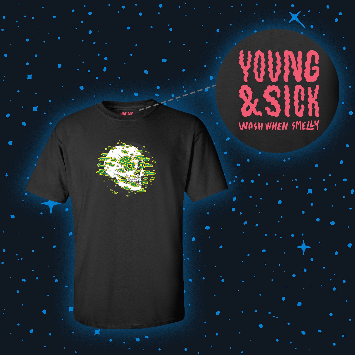 Size of Relief Skull T-Shirt