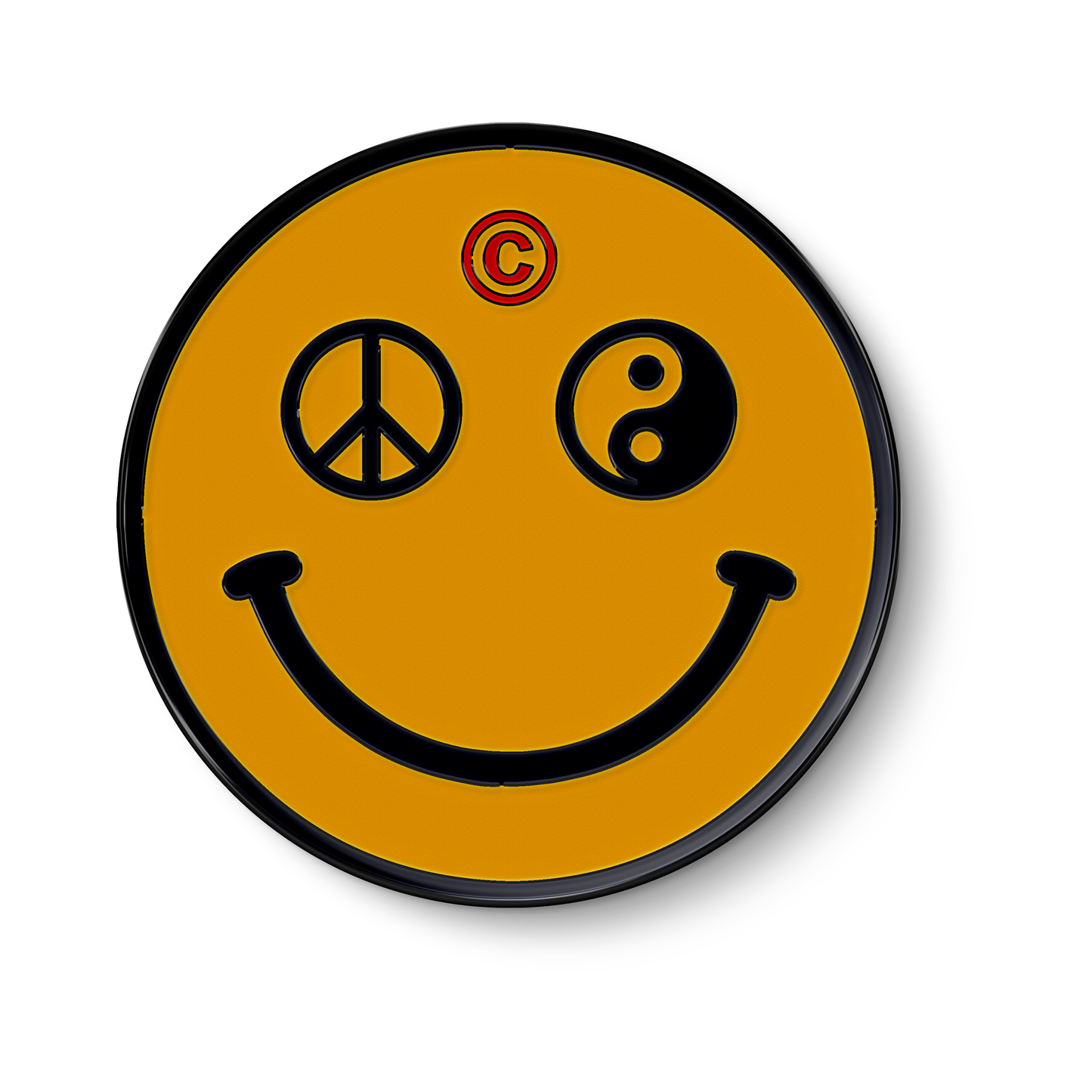 Young & Sick Yellow Smiley Face with Peace and Ying Yang eyes