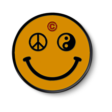 Load image into Gallery viewer, Young &amp; Sick Yellow Smiley Face with Peace and Ying Yang eyes
